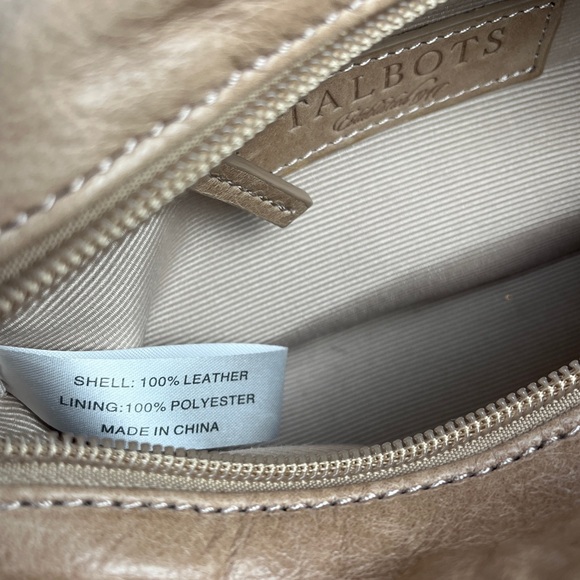 Talbots Tan Leather Handbag with Floral Accent - Picture 8 of 16